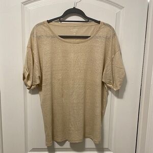 J. Crew Light Tan Relaxed Tee with rolled sleeves size XL